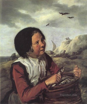 Retrato de niña pescadora Siglo de Oro holandés Frans Hals Pinturas al óleo